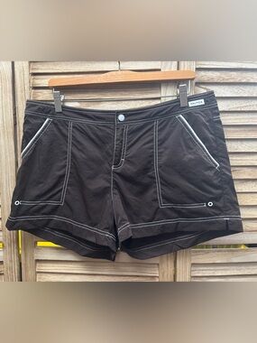 Nautica Brown White Stitch Nylon Swim Shorts L